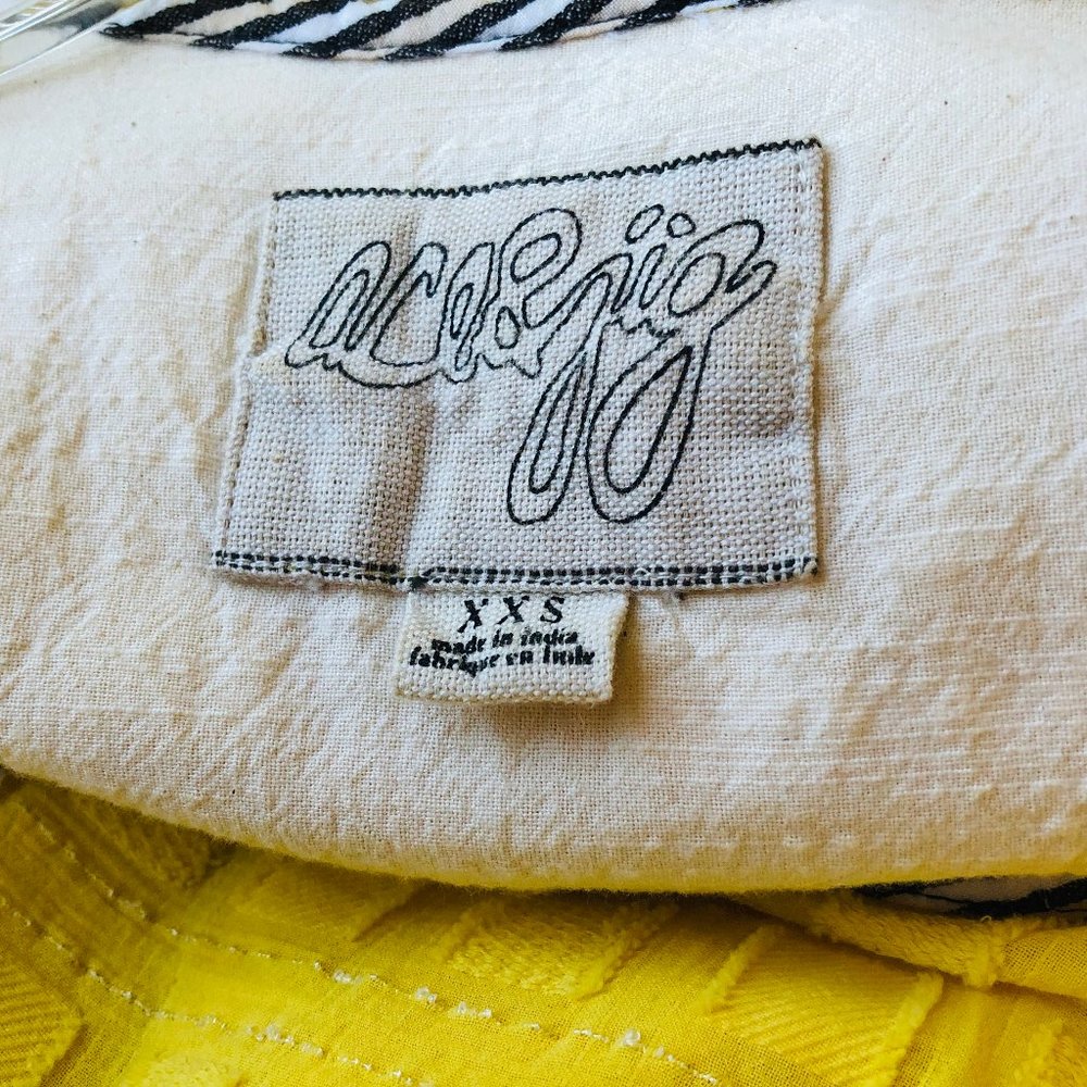 Ace & Jig Yellow Textured Square Jacquard Short Dress XXS Cotton Anthropologie - Picture 10 of 13